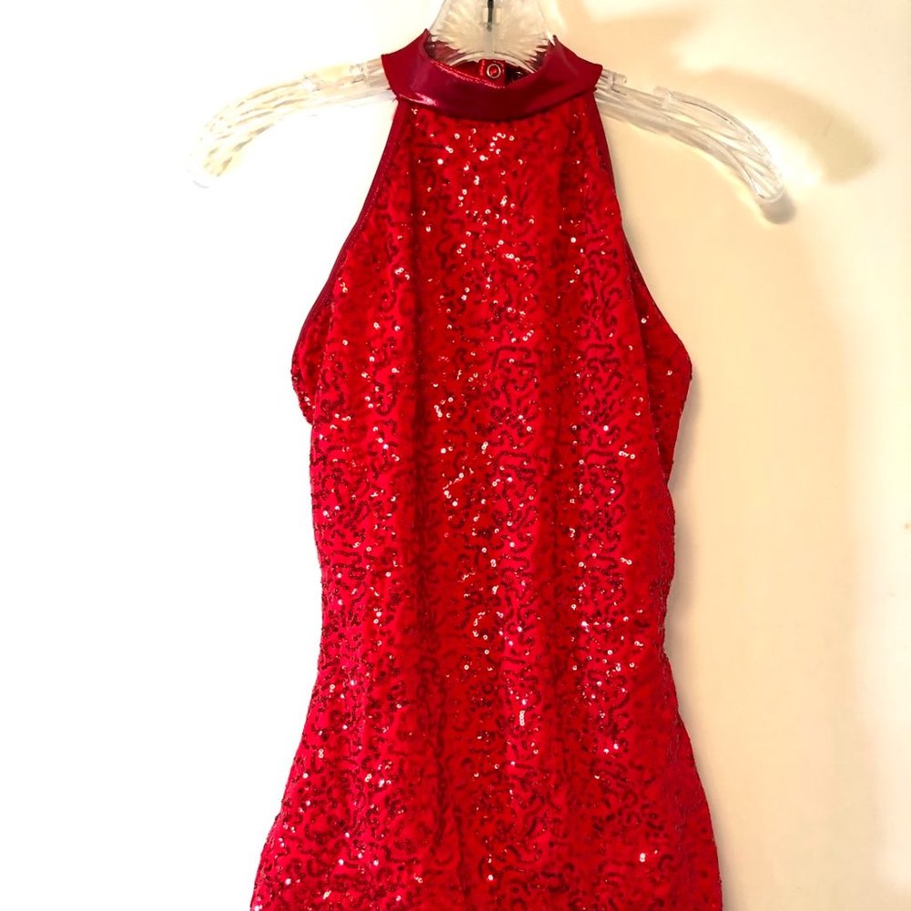 Red sequined leotard